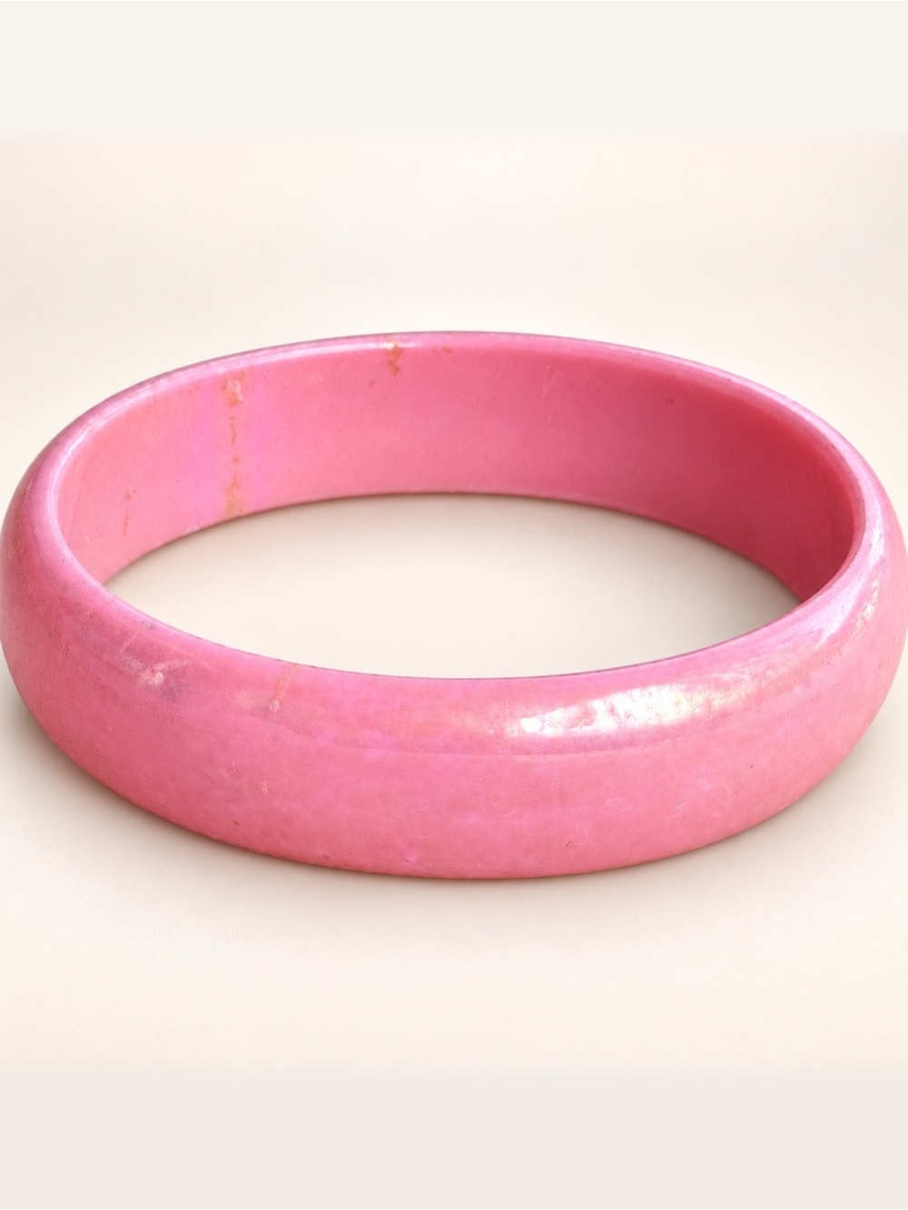Pink Iridescent Plastic Bangle Bracelet Domed Luster Finish Pin Up Vintage